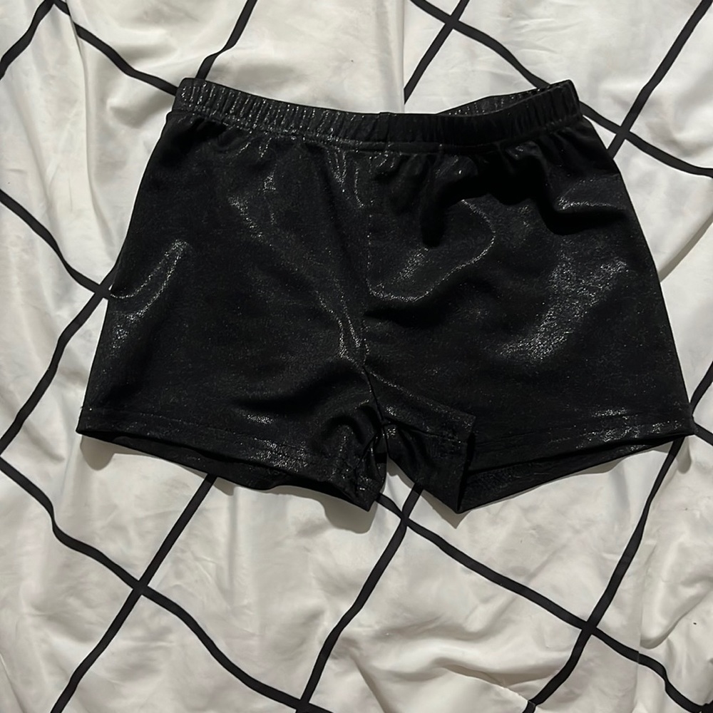 Kids black sparkly shorts